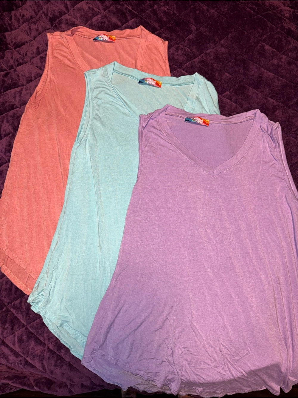 Women's V-Neck Tank Top bundle - Pastel Purple, Mint & Coral